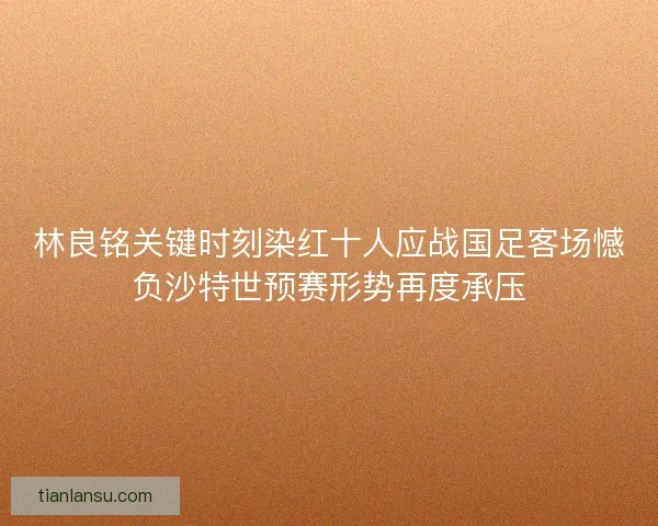 林良铭关键时刻染红十人应战国足客场憾负沙特世预赛形势再度承压