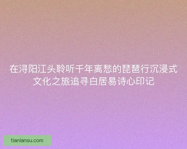 在浔阳江头聆听千年离愁的琵琶行沉浸式文化之旅追寻白居易诗心印记