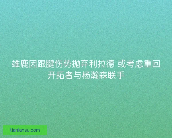 雄鹿因跟腱伤势抛弃利拉德 或考虑重回开拓者与杨瀚森联手