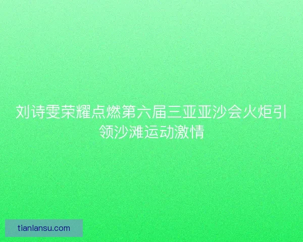 刘诗雯荣耀点燃第六届三亚亚沙会火炬引领沙滩运动激情